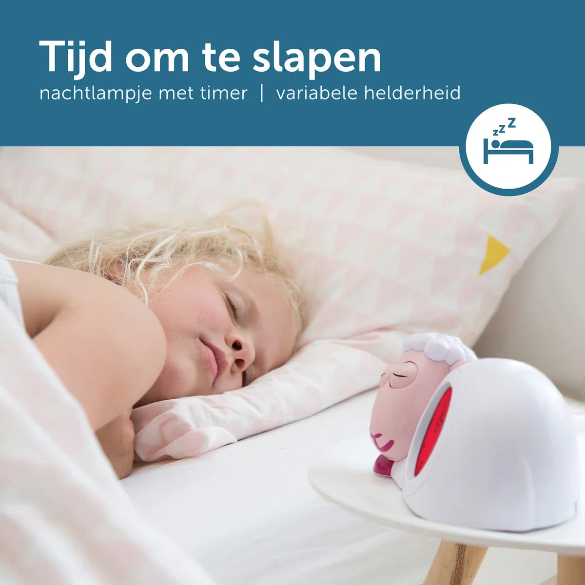 Sam Slaaptrainer - Met nachtlampfunctie en slaaptimers - Roze / Wit