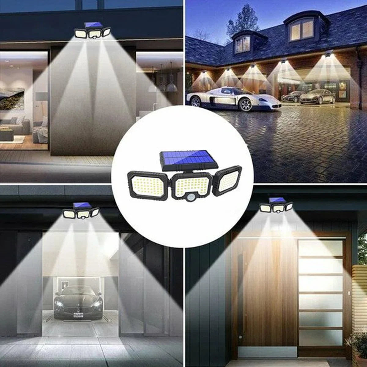 Trio Solar - 2 stuks - LED buitenlamp op zonne-energie met sensor - energiezuinige solarlamp met krachtige oplaadbare batterij - 74 LED's & 600 lumen lichtsterkte - met bewegingsmelder