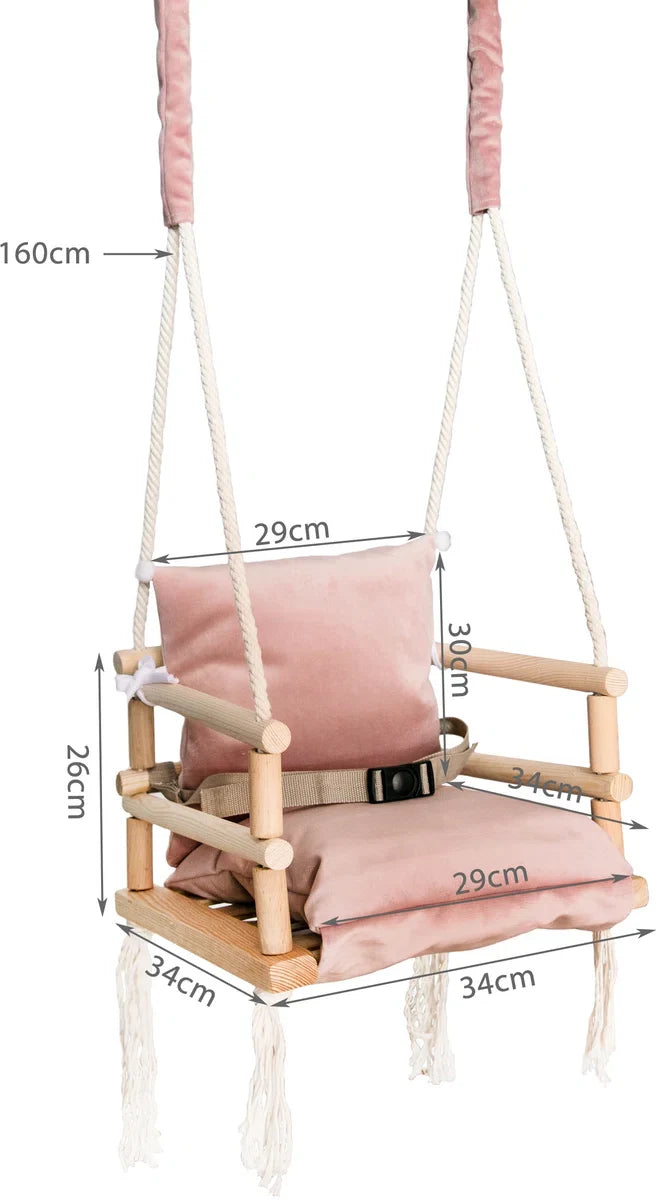 Baby Swing Baby Seat - Fabric Wood - Baby Swing Indoor - Child Swing - Swing Baby Seat - Swing Seats - Swing Chair - Pink