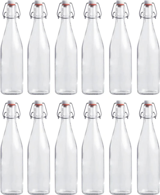 RANO - 12x beugelfles 500ml - Luchtdicht - fles met beugelsluiting / beugelflessen / weckfles / inmaakfles / sapfles / glazen flesjes met dop / decoratie