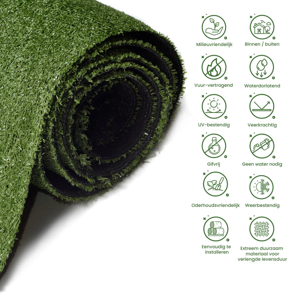 Tapiso Pure Green Kunstgras Groen 6mm Balkon Tuin Terras Grastapijt Maat- 300x300