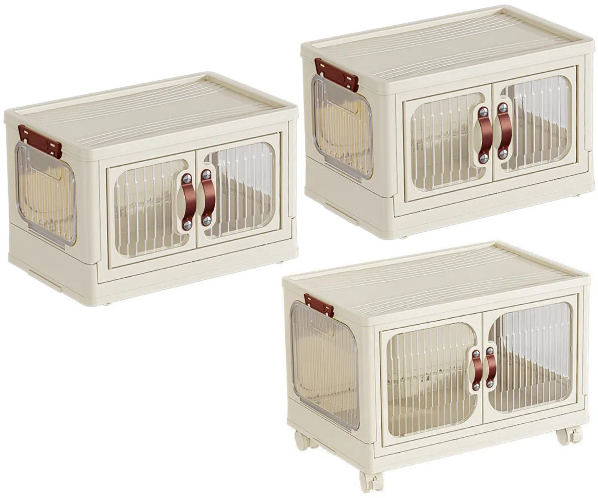 Storage boxes - Storage boxes with lid - Storage box - Storage cabinet - Foldable - Storage cabinets with doors - With wheels - Width 47cm - 3 layers - Storage - Organizer - Tidy up - Kitchen - Bathroom - Living room - Bedroom