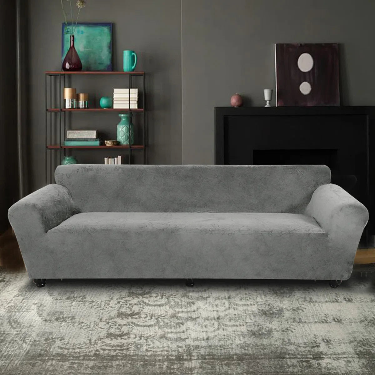 Stretch Bankhoes voor 3-zitsbanken (190-230 cm) - Bescherming en Stijl voor Uw Zetel - Vlekbestendig, Comfortabel en Eenvoudig Onderhoud - Grijs