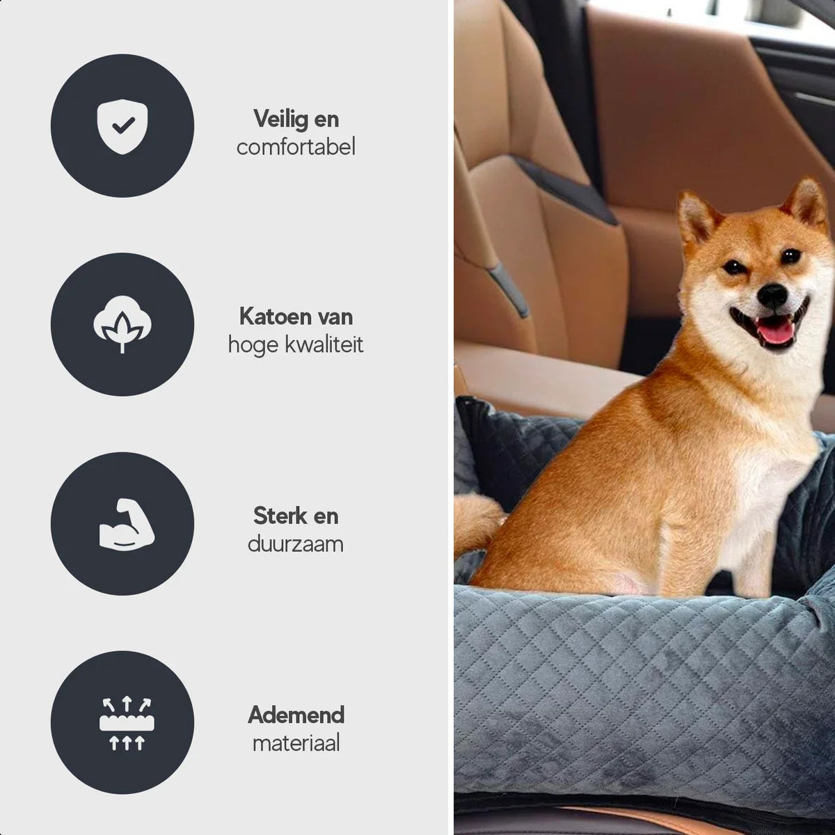 Autostoel Hond - Comfortabel en Stijlvol - Hondenmand auto - Hondenstoel auto - Automand hond - inclusief gordel