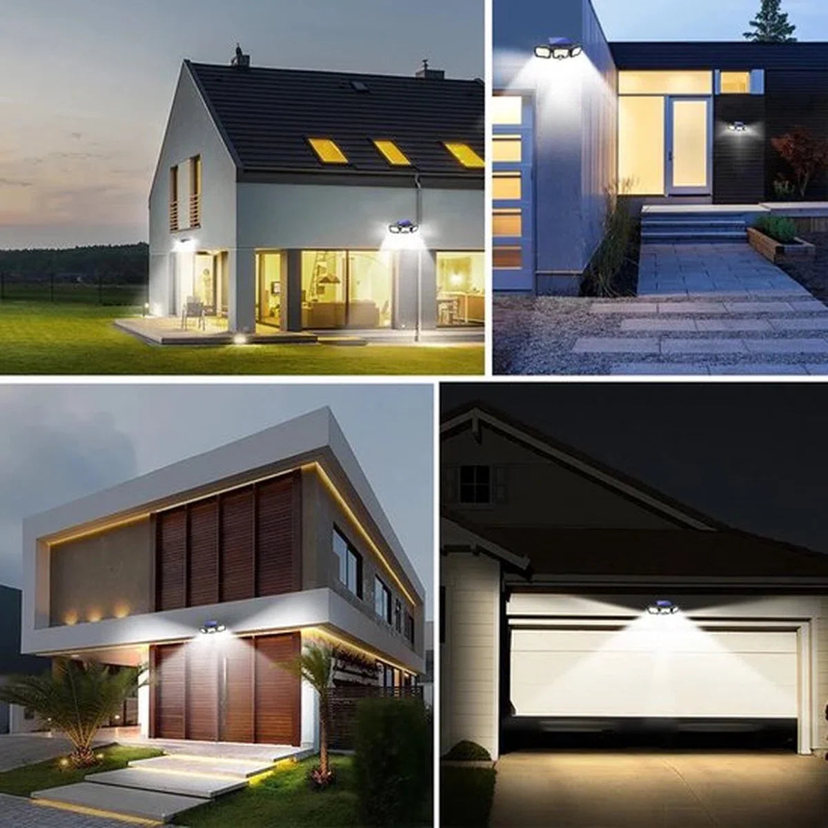 Trio Solar - 2 stuks - LED buitenlamp op zonne-energie met sensor - energiezuinige solarlamp met krachtige oplaadbare batterij - 74 LED's & 600 lumen lichtsterkte - met bewegingsmelder