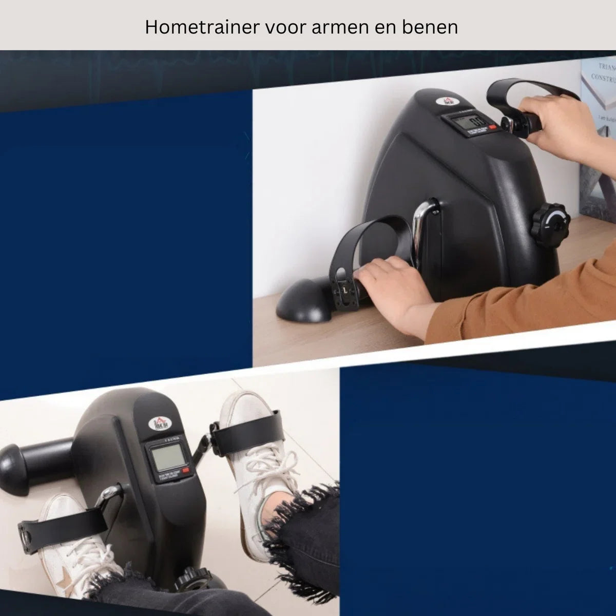 Hometrainer - Opvouwbaar - Minifiets - Fitnessapparaat - Fietstrainer met LCD-display - metaal - zwart 39 x 40 x 31 cm
