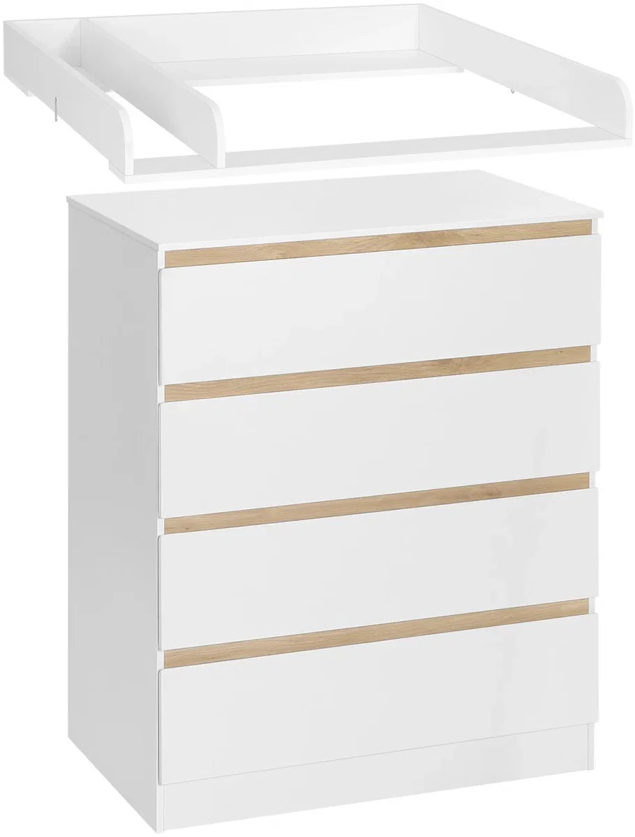 Baby Commode Ladekast - Multifunctionele Verzorgings- en Organisatieoplossing voor de Babykamer en Slaapkamer - Wit