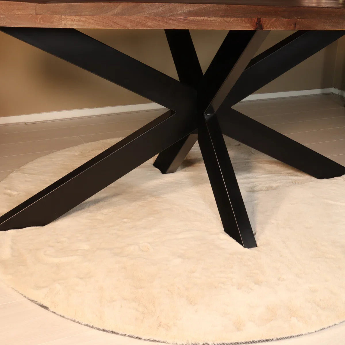 Eettafel ovaal mangohout 180cm James bruin - ovale industriële tafel duurzaam mango eetkamertafel