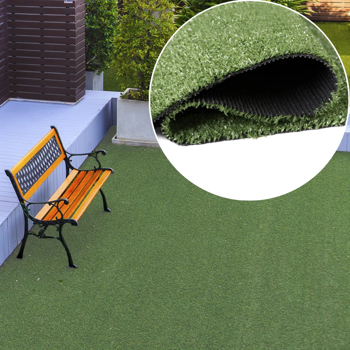 Tapiso Pure Green Kunstgras Groen 6mm Balkon Tuin Terras Grastapijt Maat- 300x300
