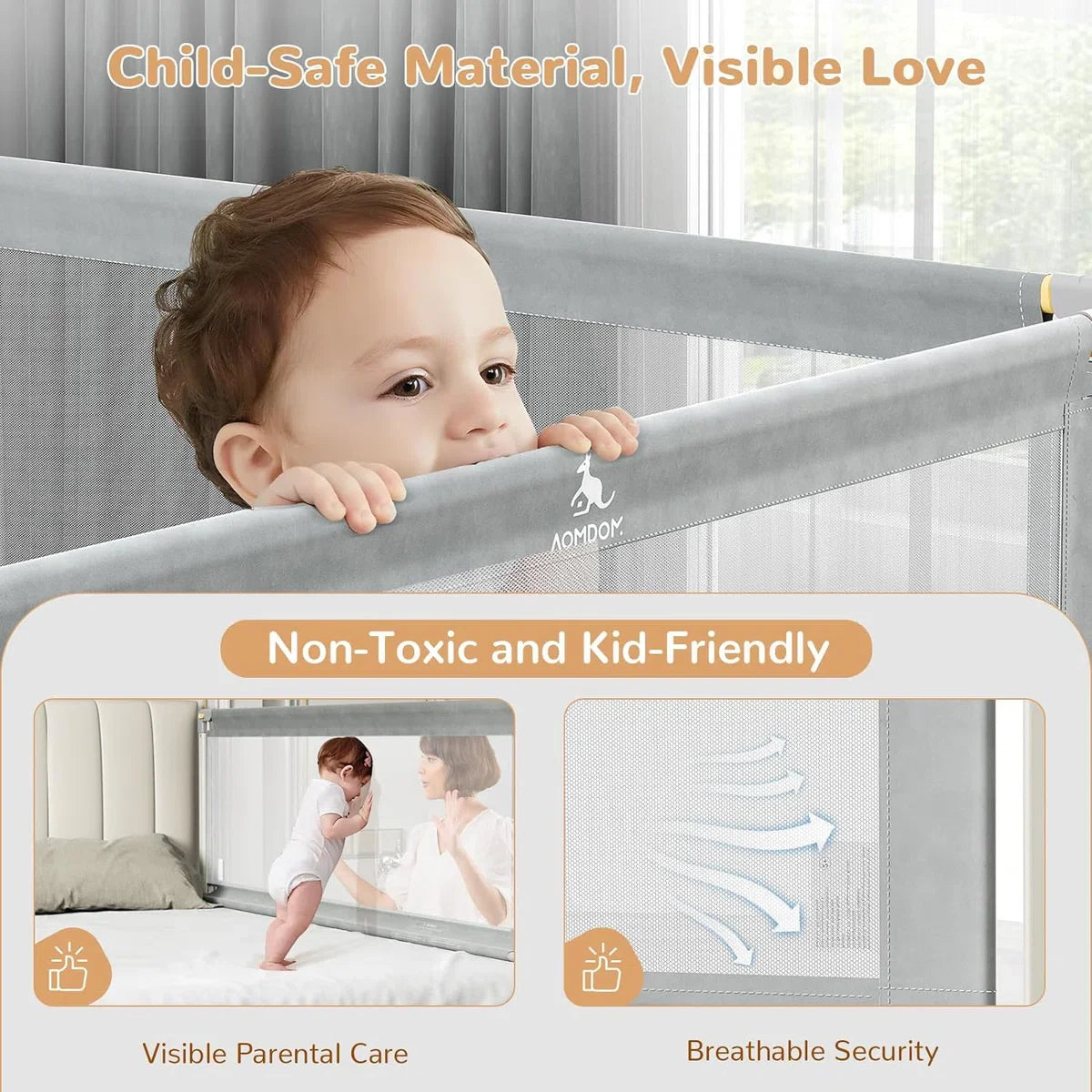 Bed Rail Fall Protection, 140 cm Bed Guard for Children, Bed Fall Protection [one side], Bedroom Accessories for Boys and Girls (for children aged 0 - 10 years)