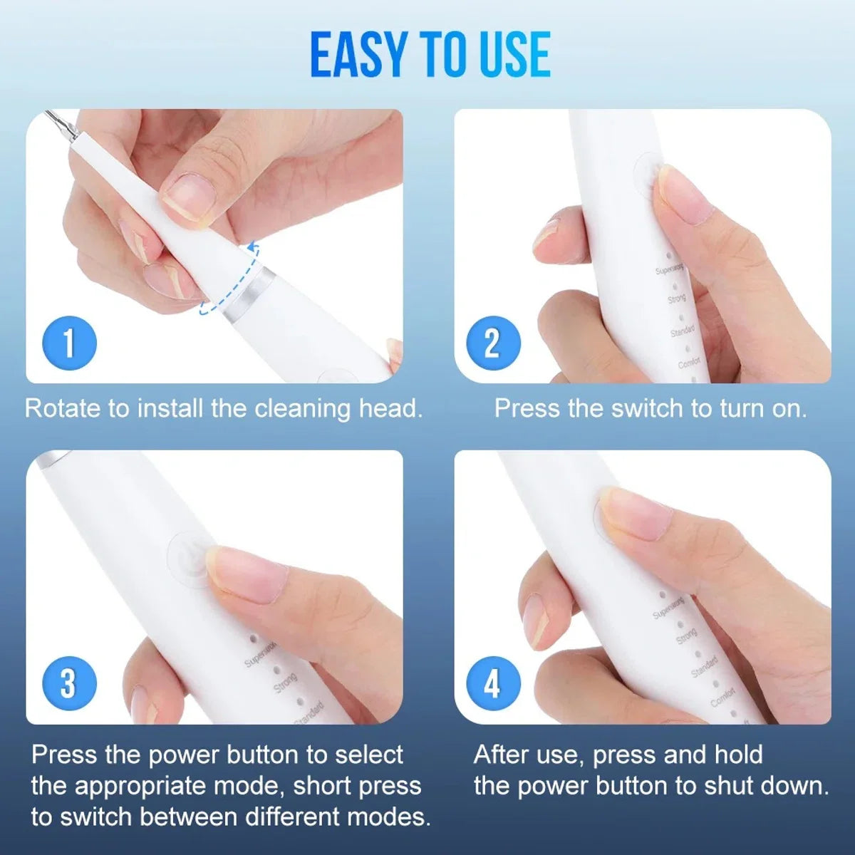 Bolmans - Electric Sonic Dental Scaler - Tartar Remover - Teeth Cleaning - Teeth Whitening - Toothbrush - Tartar Remover - Incl. 4 Tartar Hooks Oral Care