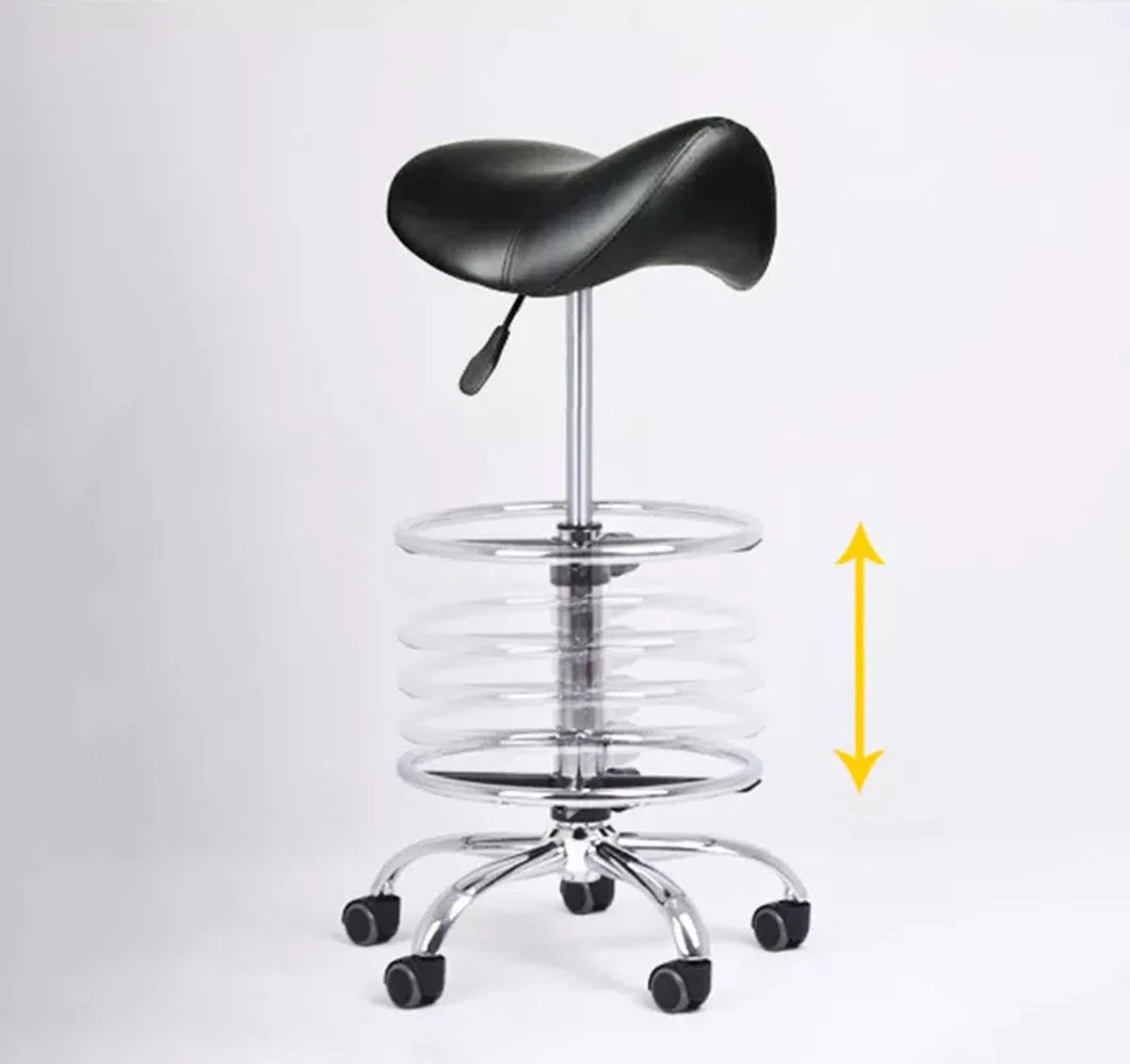 Basic Zadelkruk - Kapperskruk - Tabouret - Op hoogte instelbaar - Min. 62 cm - Max. 75 cm - Zwart