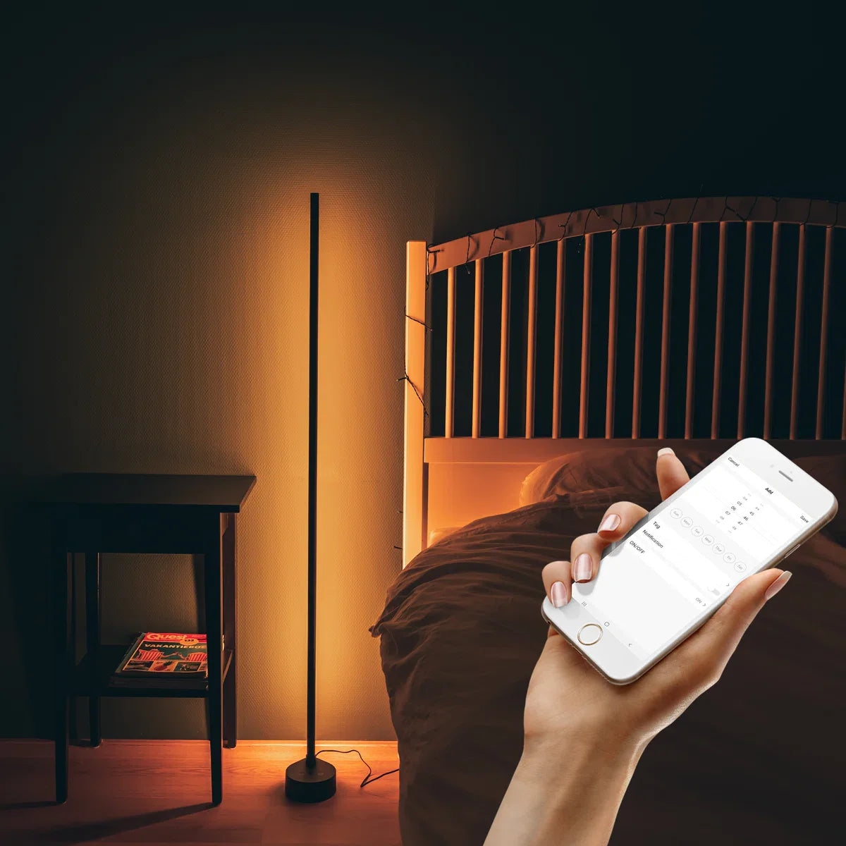 Smart Vloerlamp Zwart - Full Colour - Dimbaar & Bedienbaar met App - 138cm