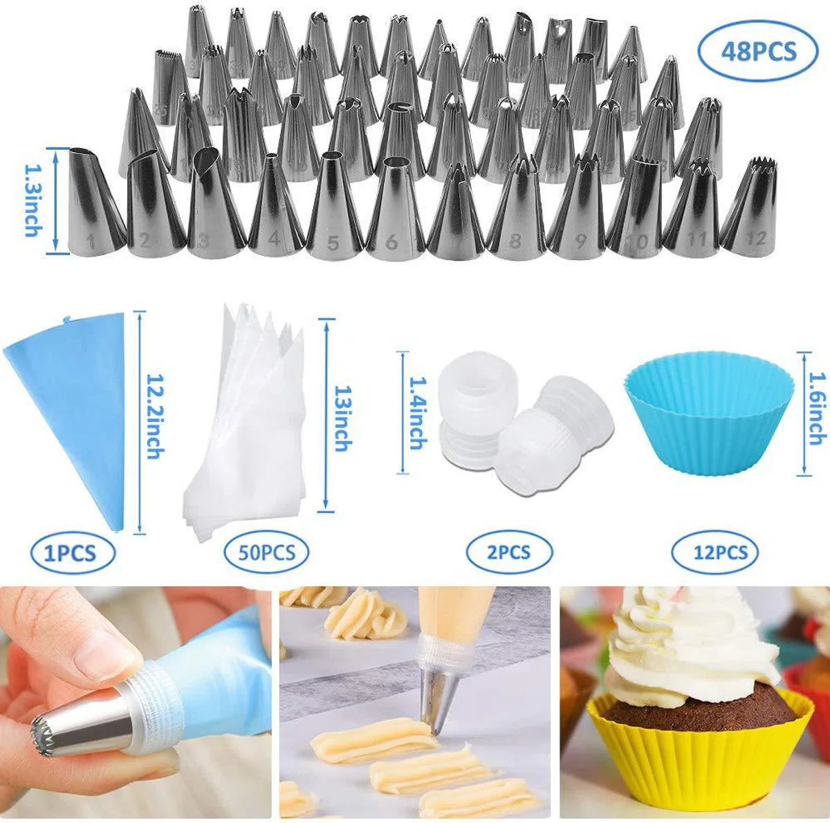 Cake Decorating Baking Set - 407 Pieces - Piping Bag with Nozzles - Cake Stand - Cake Pan - Cake Topper