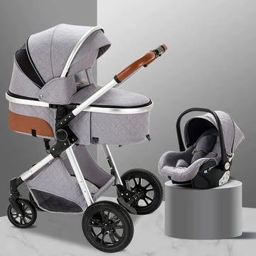 Kinderwagen | 3 in 1 kinderwagen | Luxe Baby Buggy 3 in 1 | Baby Wagen | Kinderwagen met autostoel en wieg | Hoge Kwaliteit | Grijs | Buggy | Kinderwagen 3 in 1 |