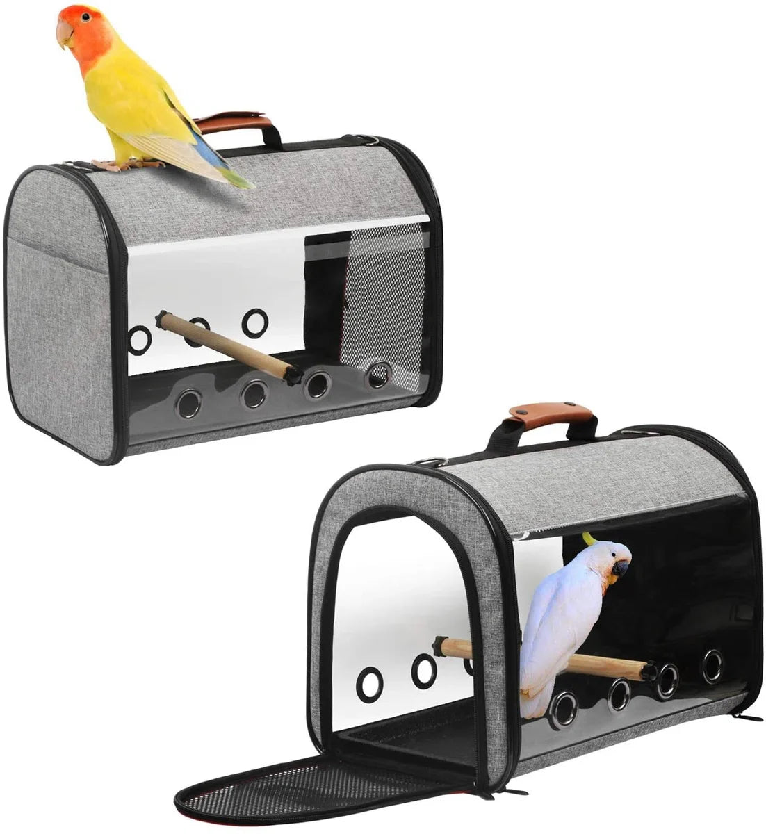 Bird carrier bag - Animals - Polyester - Carrier bag - Pet - Perch - Shoulder strap - Foldable - Zipper - Ventilation