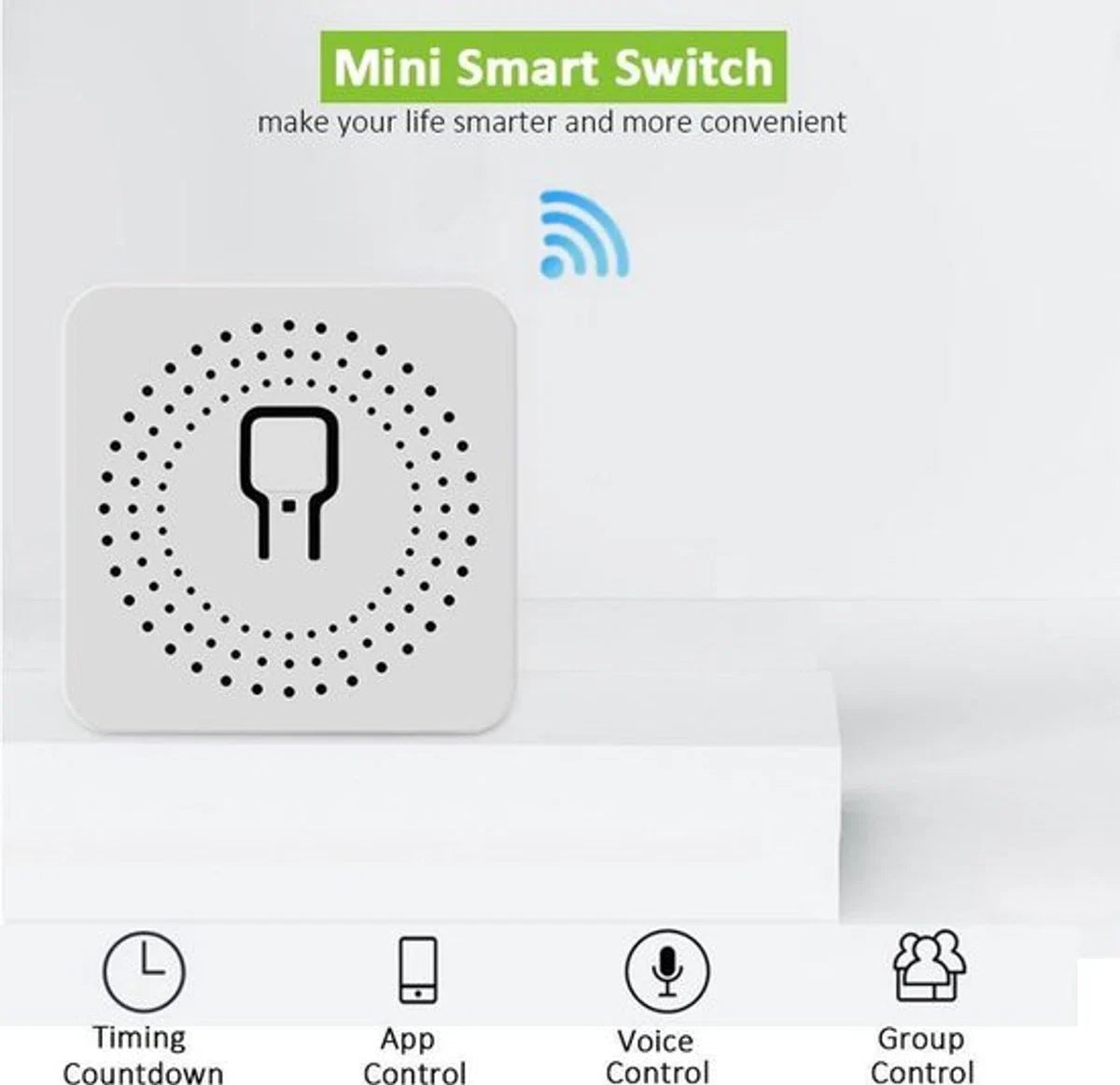 Mini Smart Switch | Slimme wifi inbouwschakelaar | 16A | 5 stuks