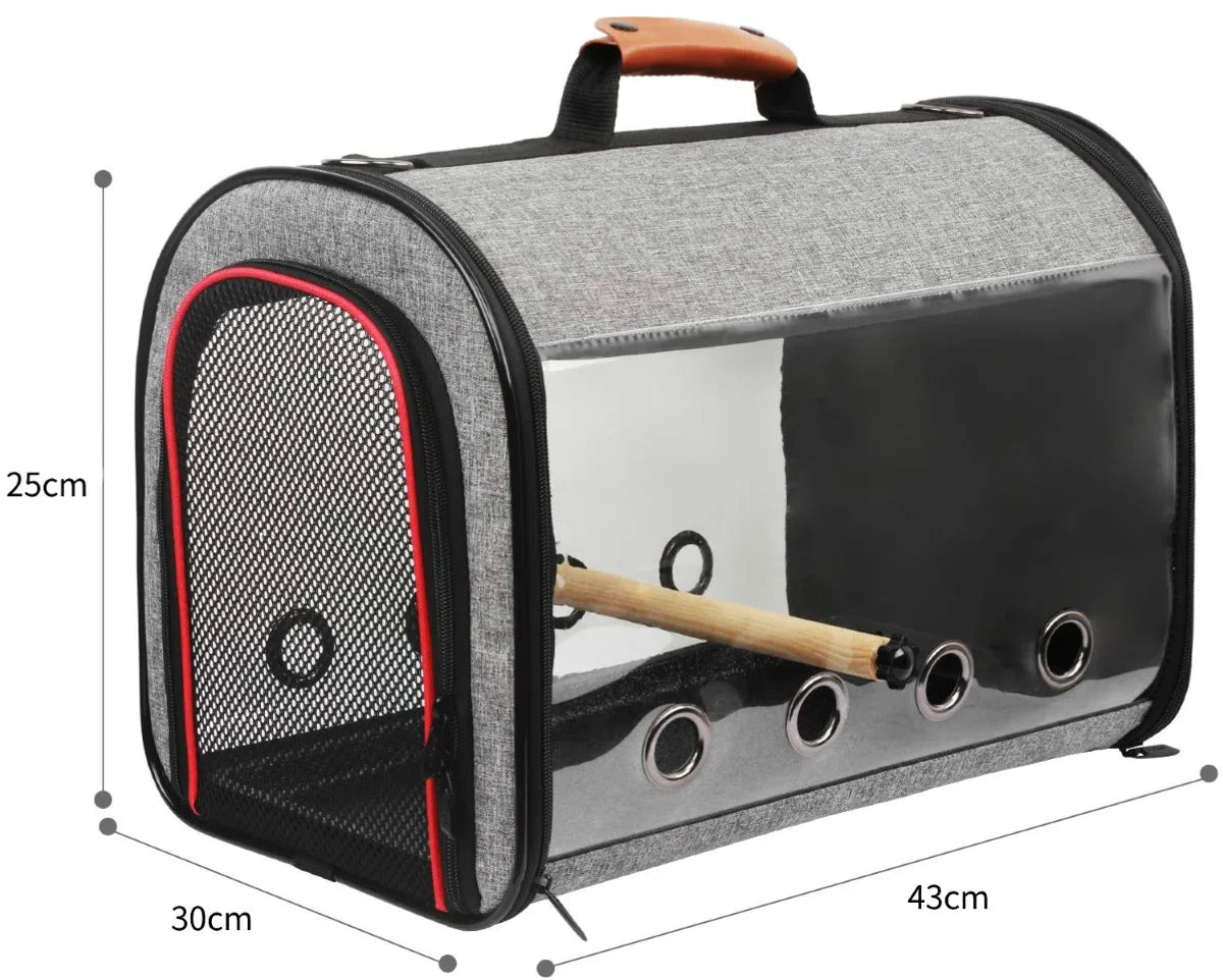 Bird carrier bag - Animals - Polyester - Carrier bag - Pet - Perch - Shoulder strap - Foldable - Zipper - Ventilation