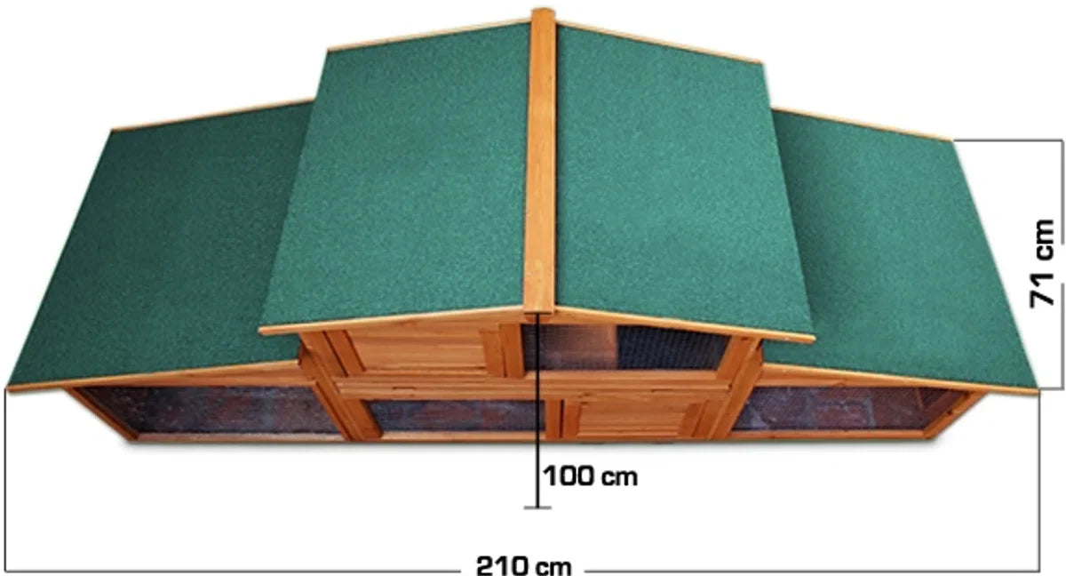 Konijnenhok Amber - Villa - 210 x 71 x 110 cm - Bruin