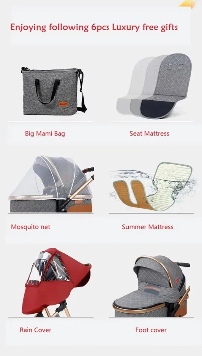 Kinderwagen | 3 in 1 Kinderwagen | Luxe Baby Buggy 3 in 1 | Babywagen | Kinderwagen met autostoel en reiswieg | Hoge Kwaliteit | Grijs | Buggy | Kinderwagen 3 in 1 |
