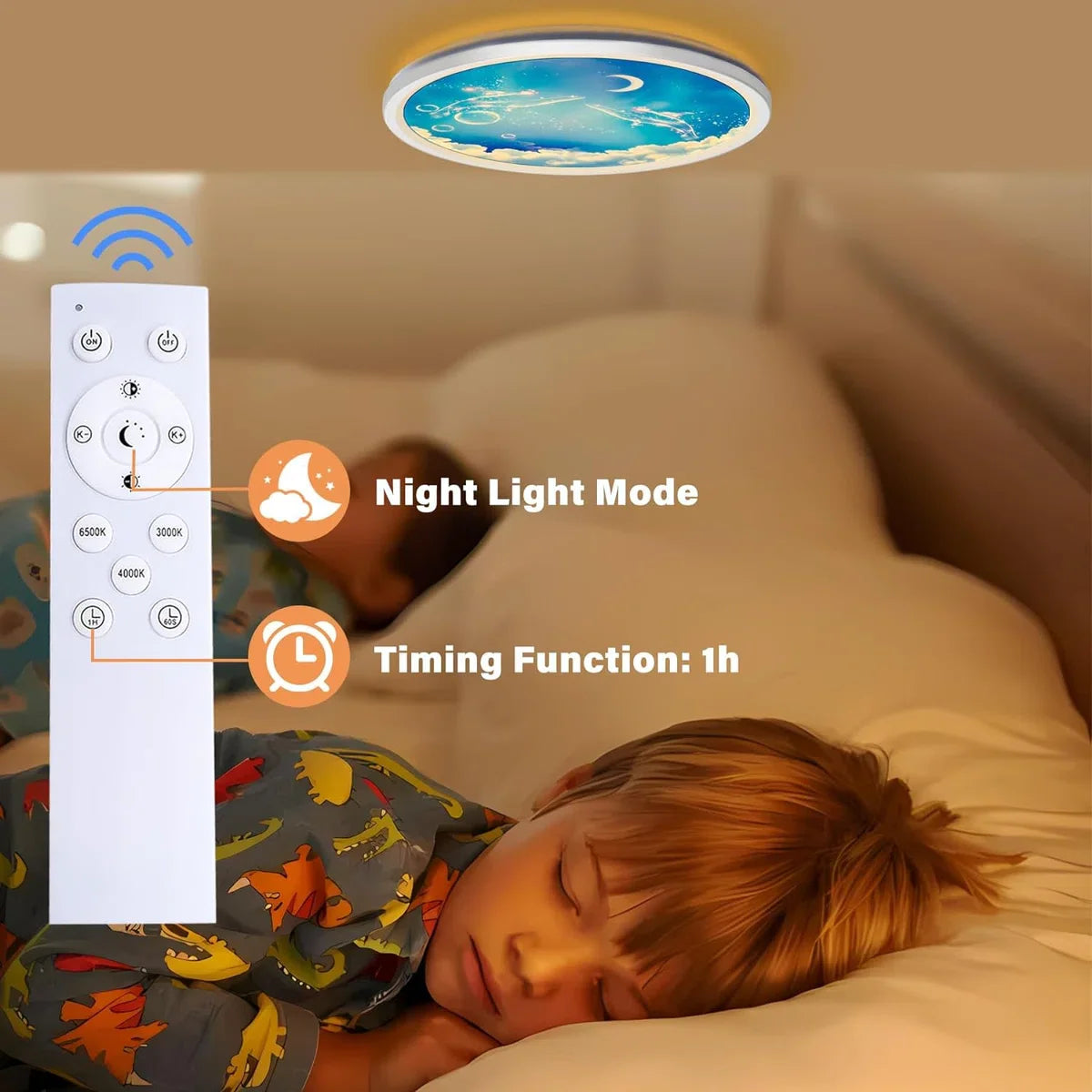Moon Plafondlamp - LED Kroonluchter - Dimbaar Met Afstandsbediening - 3000-6500K - Moderne Woonkamer Lamp - 30 cm - Kinderkamer - Plafonnière