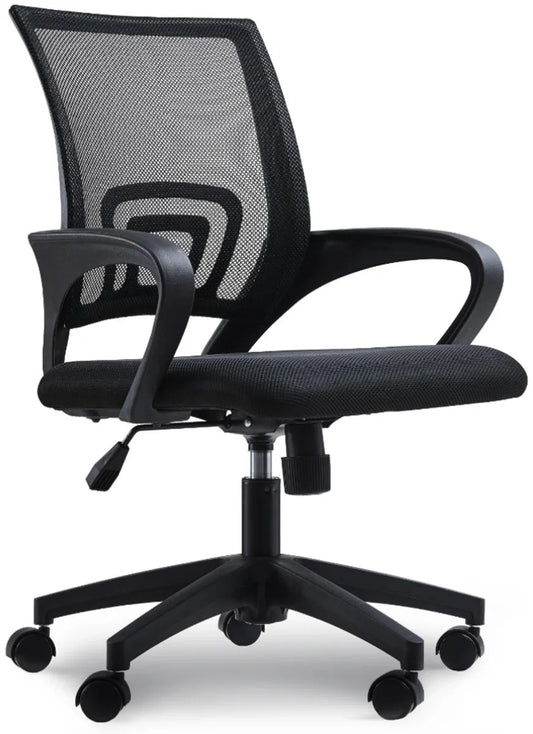 ACAZA Office Chair with Armrests - Height Adjustable - with Wheels - Ergonomic Desk Chair - Black