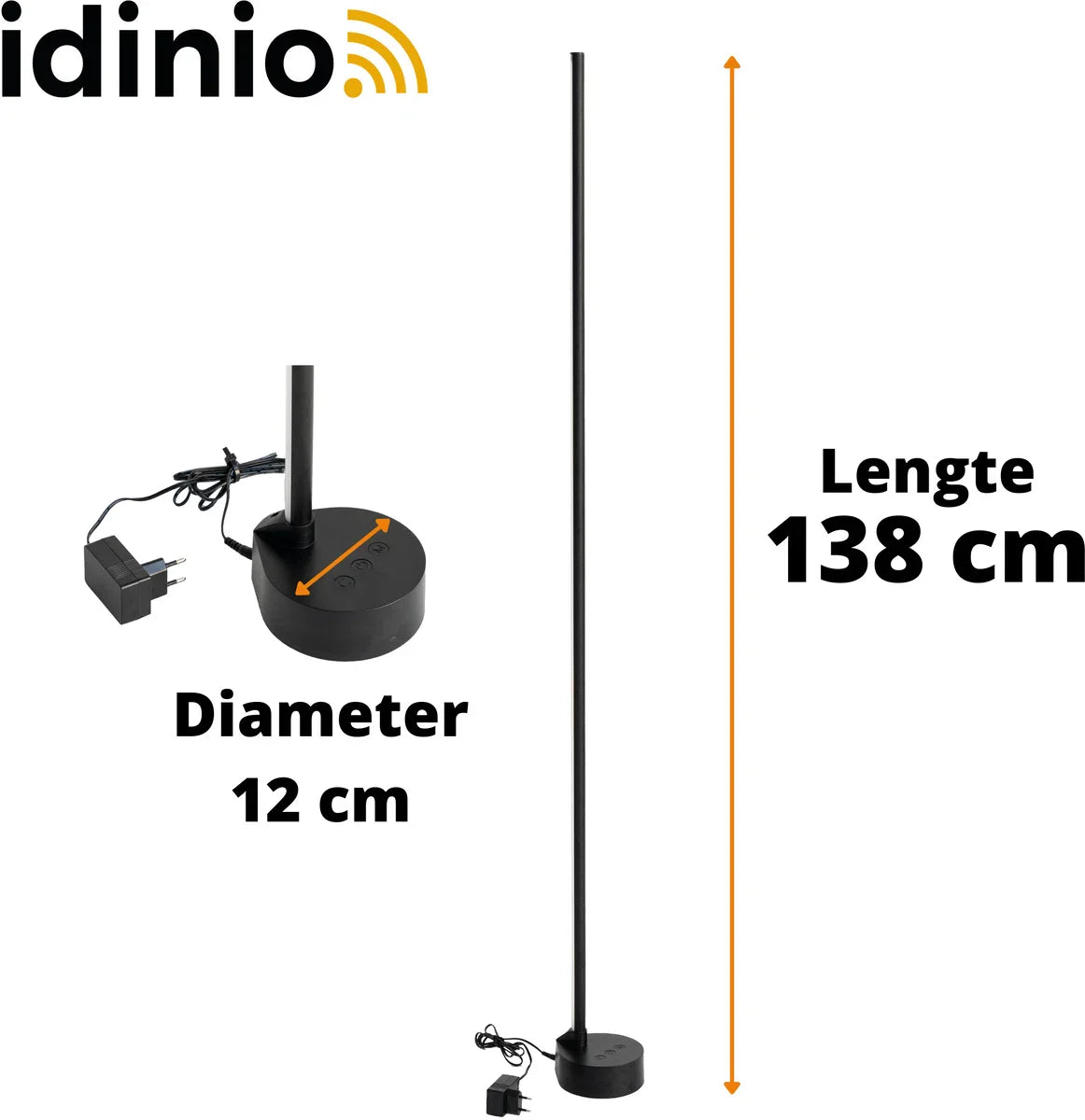 Smart Vloerlamp Zwart - Full Colour - Dimbaar & Bedienbaar met App - 138cm
