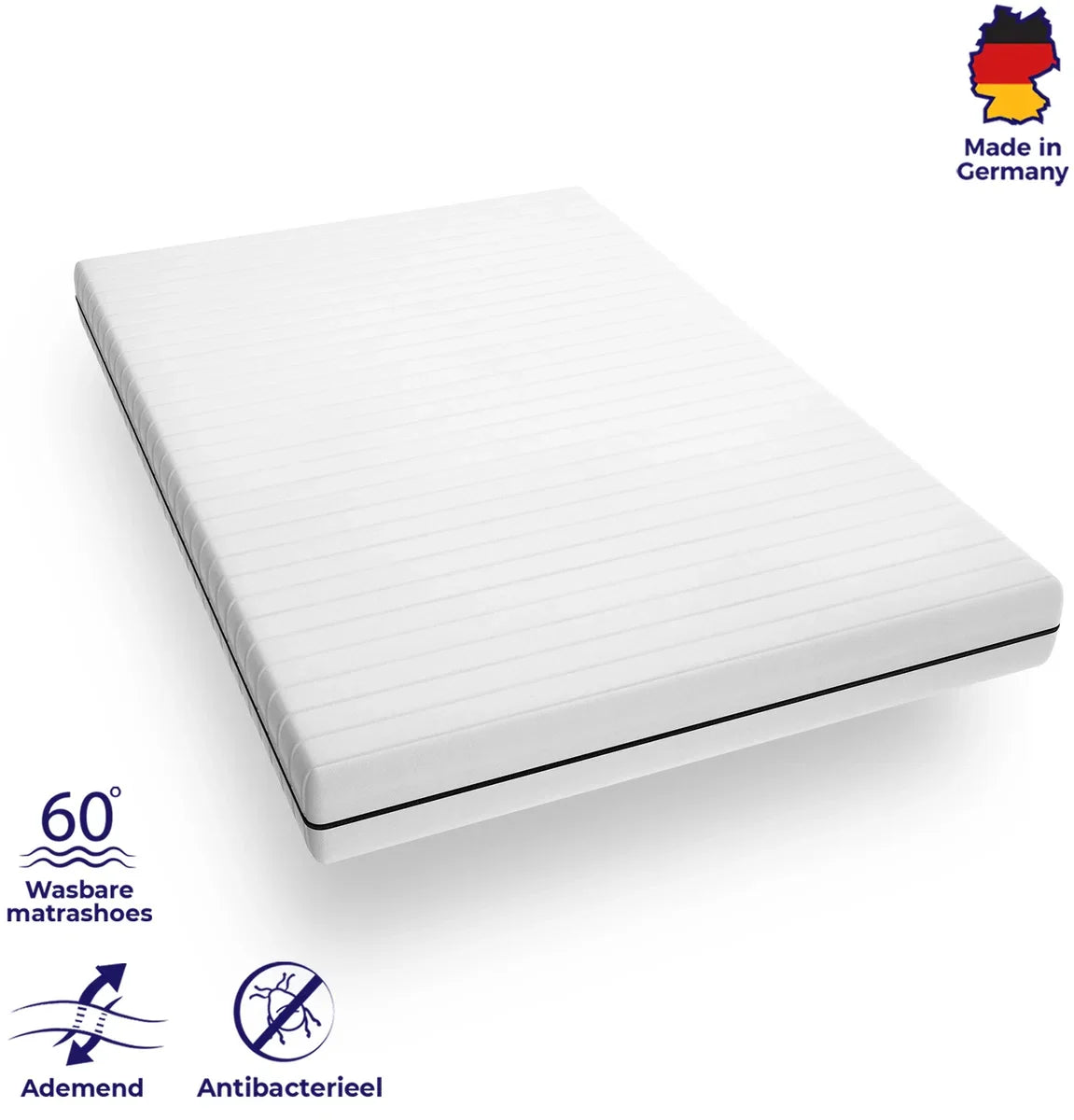 Matras - 90x200 - 7 zones - koudschuim - premium plus hoes - 15 cm hoog - Medium