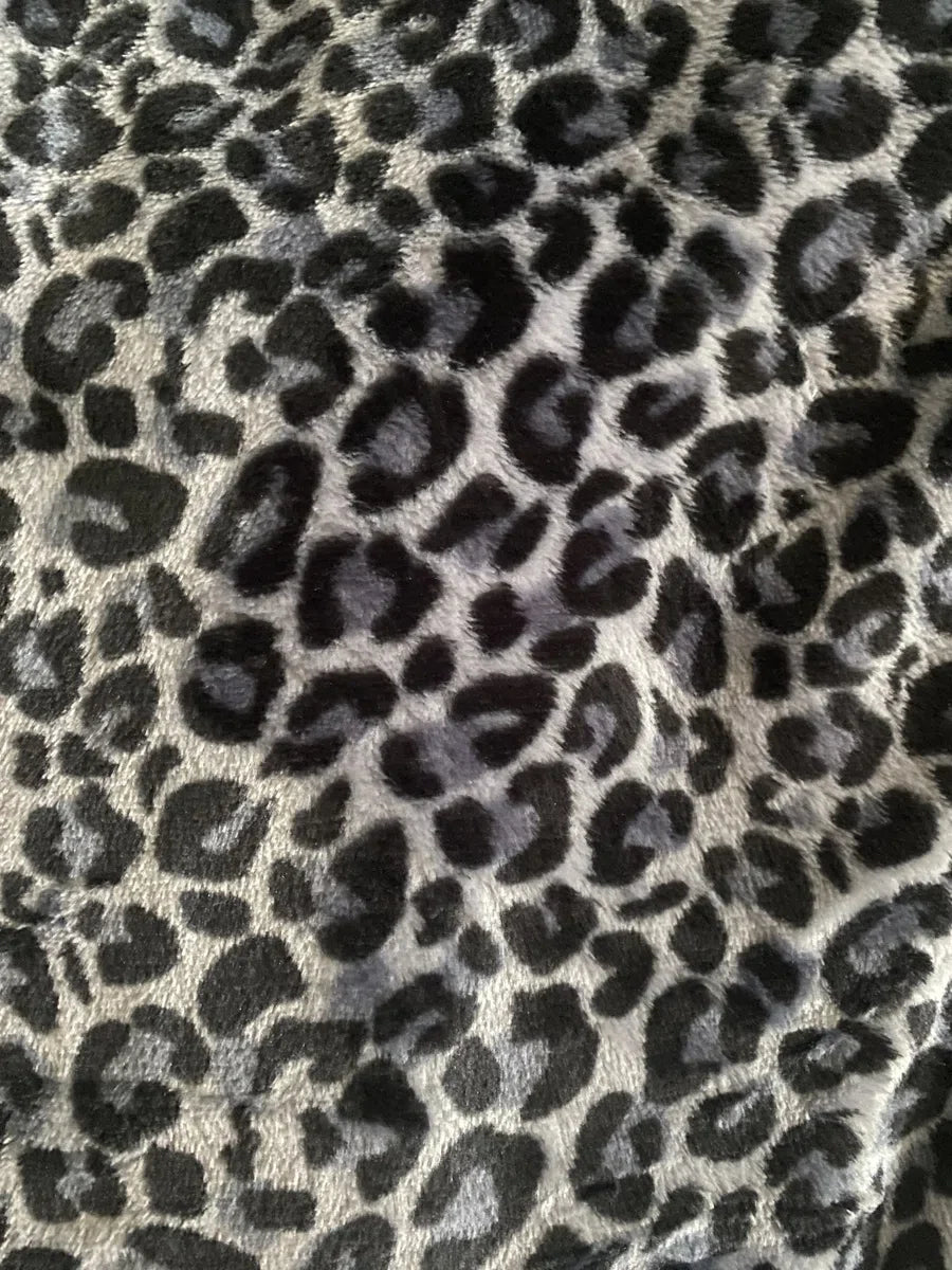 Dames badjas fleece extra lang rits met zakken en capuchon S/M zwart-grijs