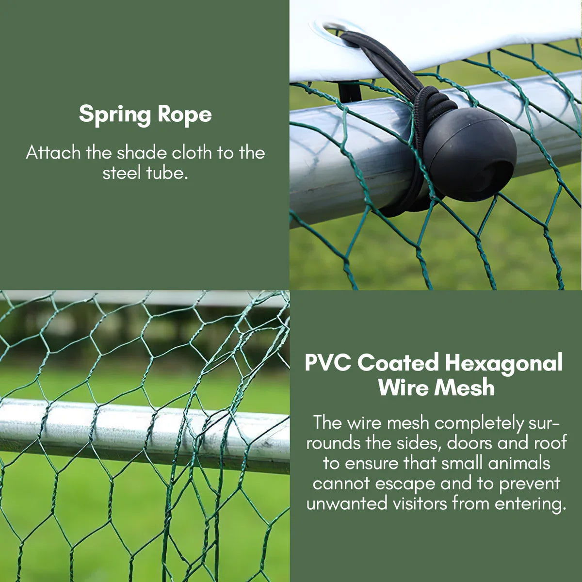 3x2x2m chicken run - outdoor chicken coop - wire run - pitched roof