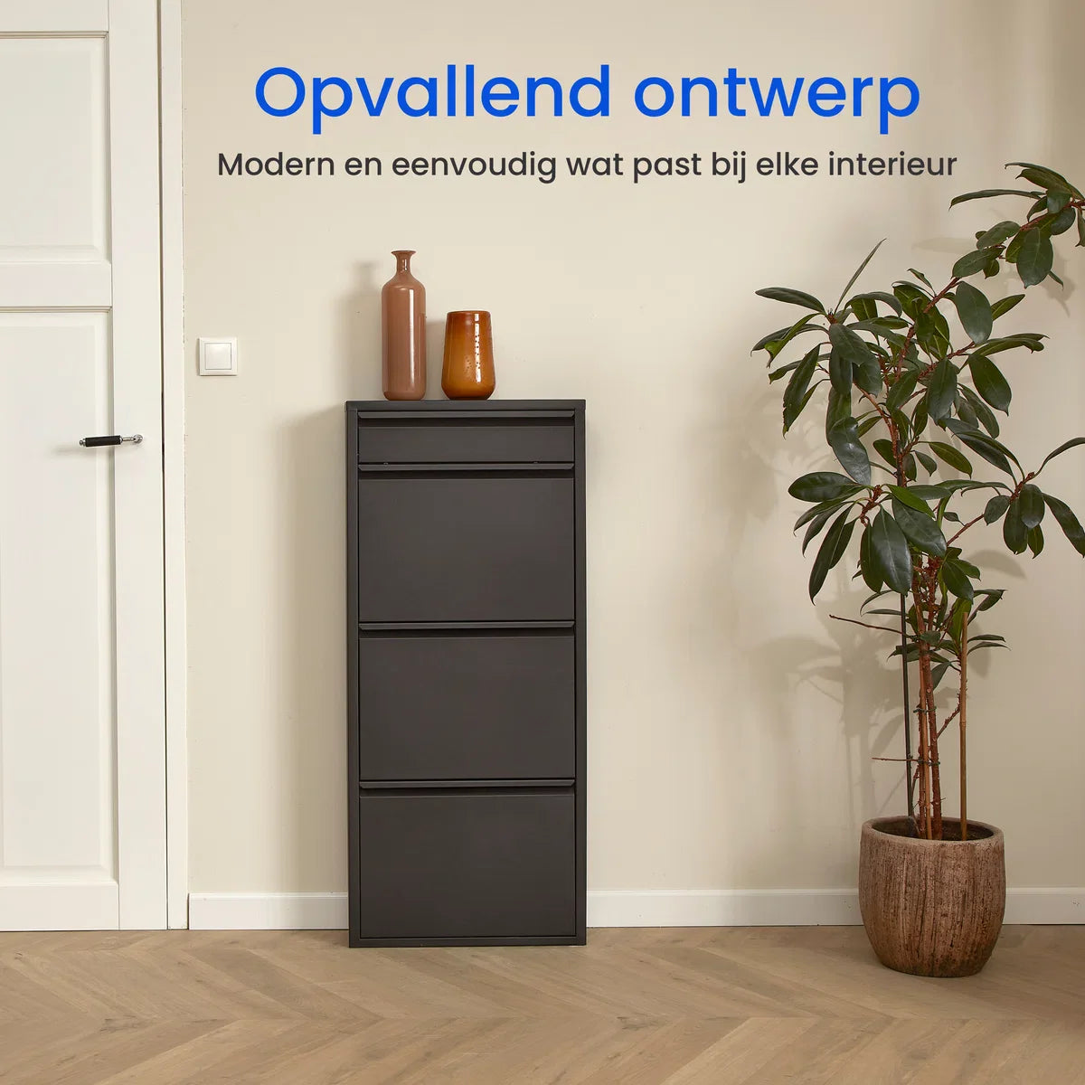 VEEHAUSÂ® - Graham - Praktisch schoenenrek - schoenenrek zwart - schoenenrek met 3 niveaus - extra niveau - schoenenkast zwart - schoenenrek metaal industrieel - metaal - 50 x 114 x 15cm -zwart