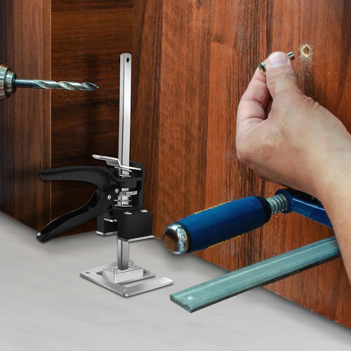 4x handkrik handgereedschapheffer, tegellift, deurlift, klemmen ondersteunen hefsteun, kastheffer tot 240 kg