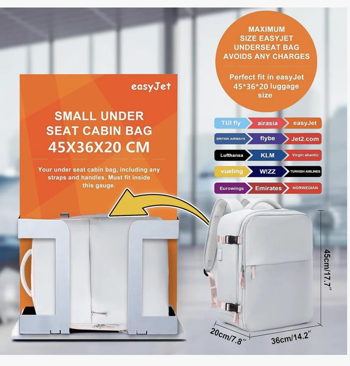 Ryanair handbagage 40x20x25 Tas voor onder de stoel 45x36x20 Nieuwe Easyjet handbagage reistas Cabineformaat rugzak, handbagagetas Rugzak Casual dagrugzak Schooltas