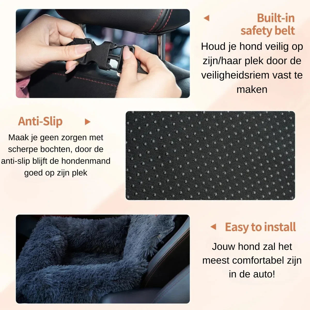 Autostoel Hond - Automand Honden - Hondemand Auto - Hondenmand - Hondenstoel - Geschikt Voor Honden Tussen 5-50kg - Navy