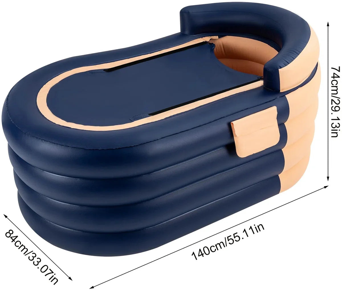 Inflatable Bath – Inflatable Bathtub - Includes Electric Pump and Drain Hose - Sit-up Bath for Adults and Children - Ice Bath - Bathtub - Inflatable Pool - Foldable Bath - 140x84x74cm - Inflatable Bath - Bathtub - Blue Orange