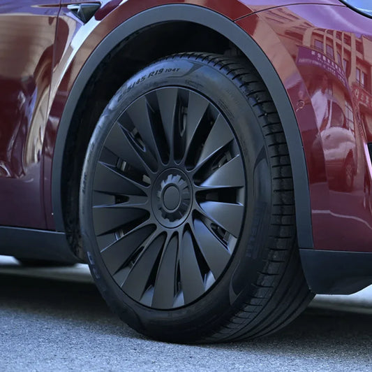 Wheel covers suitable for Tesla Model Y - Matte black Performance 14-spoke wheel cap set - upgrade for 19 inch - Protective foam layer for rims - Car Exterior Accessories Netherlands and Belgium