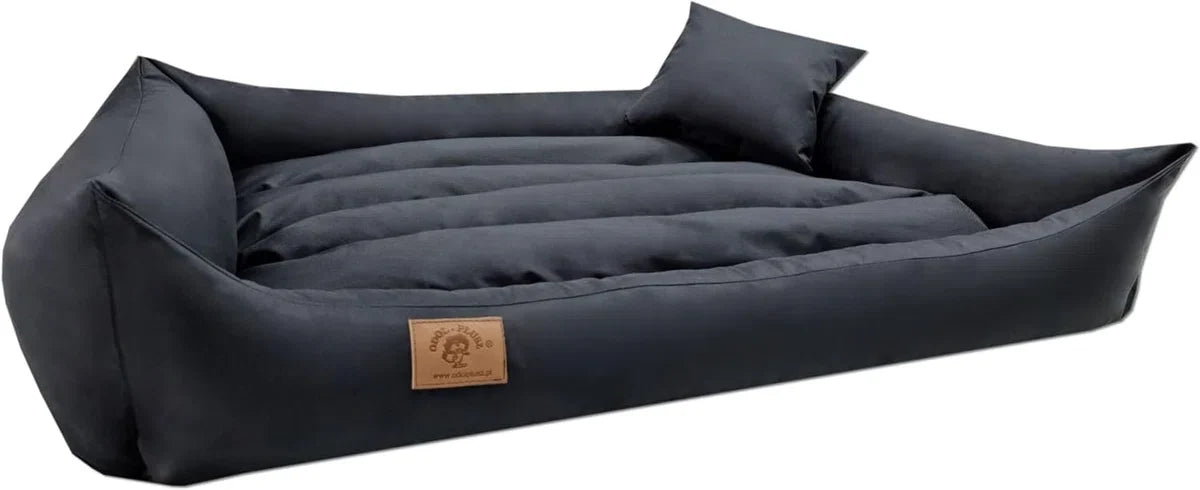 XXL Dog bed in black artificial leather - dog cushion dog sofa cat bed dog basket - waterproof