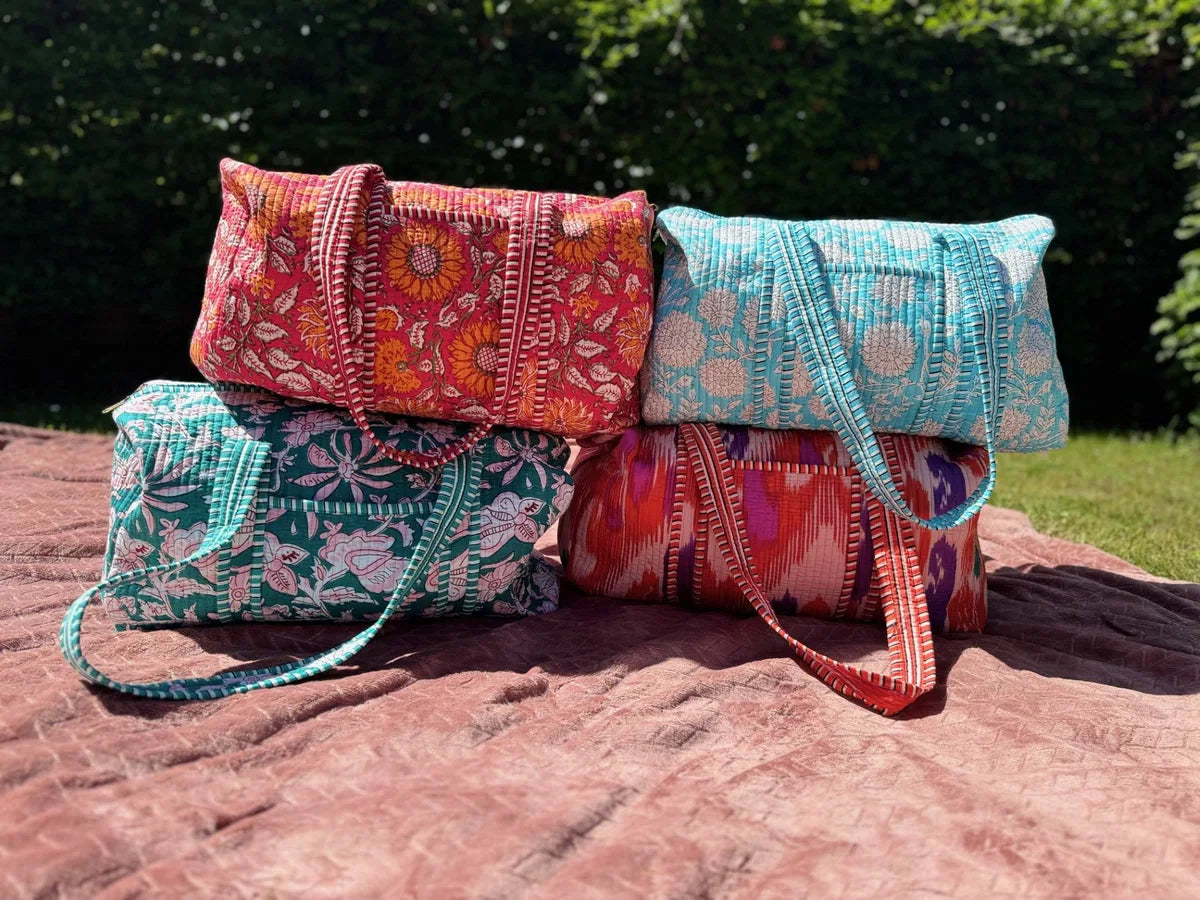 Weekendtas - Schoudertas - India - Luiertas - Groot - Dufflebag - Rood Oranje bloemen