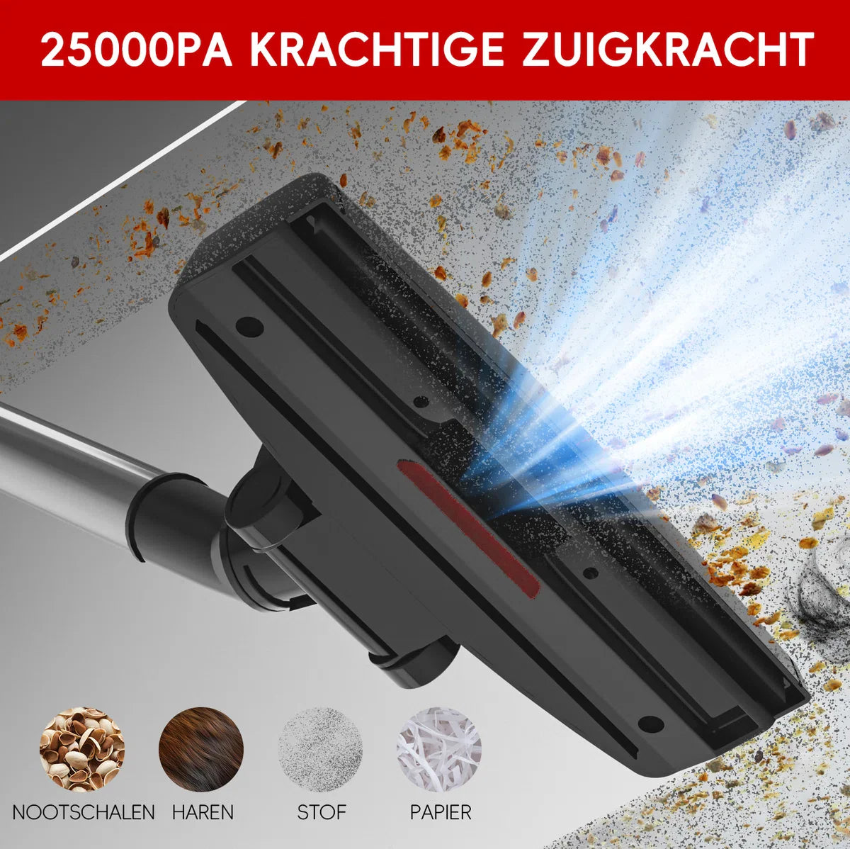 Elekiatech Steelstofzuiger - 25000Pa - 5m Snoer - 600W - 4-in-1 HEPA Filter - 1.3L Capaciteit