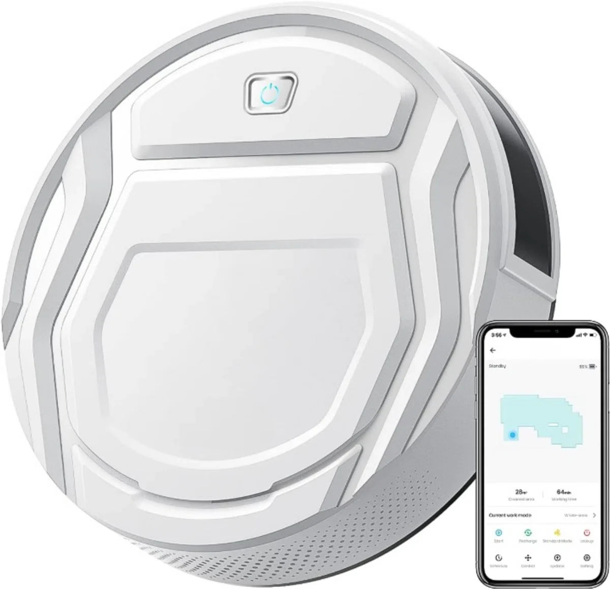 2-in-1 robotstofzuiger met laadstation - Met dweilfunctie (excl. dweilaccessoires) - 3.0 technologie - 120min. - Robotstofzuigers - Dweilrobot - Huisdieren - Stofzuiger - Spraakbesturing & app - Wit