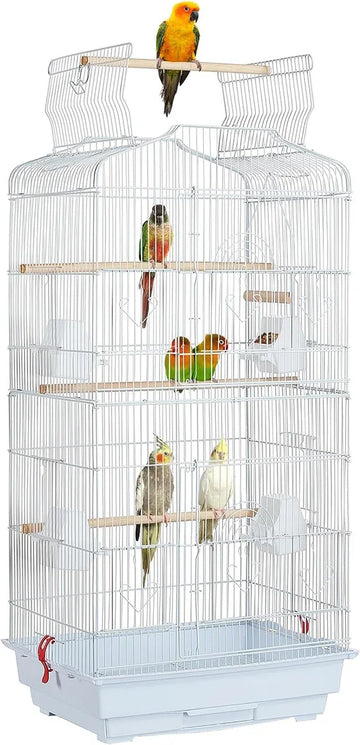 Grote vogelkooi - vogel Voliere - Vogelkooi - Zwart - Geschikt voor kanaries, valkparkieten, papegaaien, duiven - inclusief zitstokken - Papegaaienkooi - Parkietenkooi - Vogelkooi voor binnen en buiten - 46 x 35 x 104 cm
