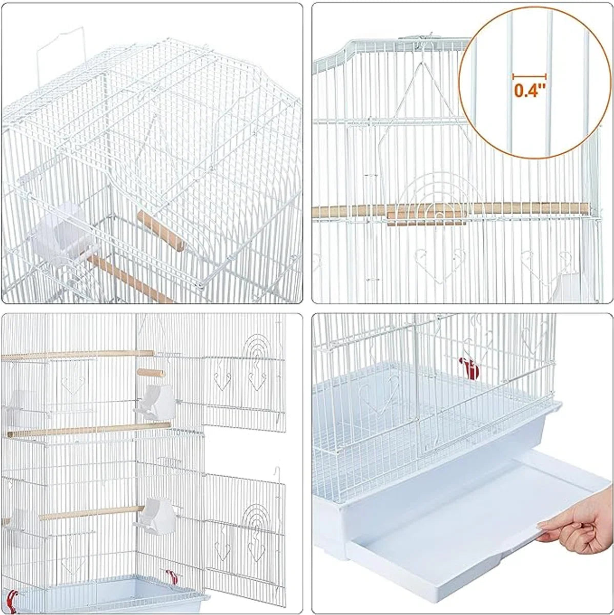 Large bird cage - aviary - bird cage - black - suitable for canaries, cockatiels, parrots, pigeons - including perches - parrot cage - parakeet cage - indoor and outdoor bird cage - 46 x 35 x 104 cm