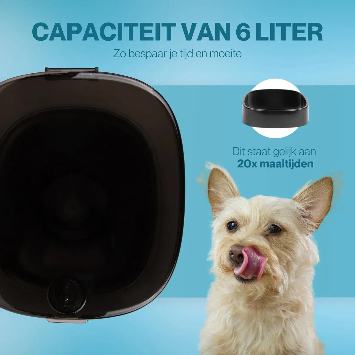 Automatic Pet Feeder Cat and Dog - Food Dispenser with smartphone control - Food Dispenser - Food capacity 6 Liters