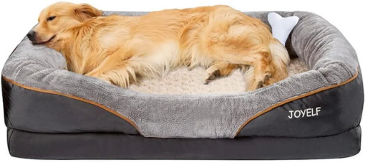 Luxe Orthopedisch Hondenkussen - X-Large Traagschuim Hondenbed - 102x77x23cm - Verwijderbare/Wasbare Hoes - Grijs