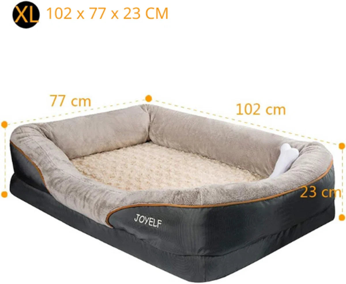 Luxe Orthopedisch Hondenkussen - X-Large Traagschuim Hondenbed - 102x77x23cm - Verwijderbare/Wasbare Hoes - Grijs