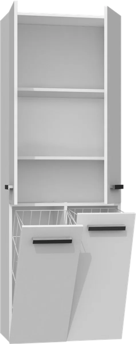 Bathroom cabinet - Storage cabinet with laundry basket - Tall cabinet