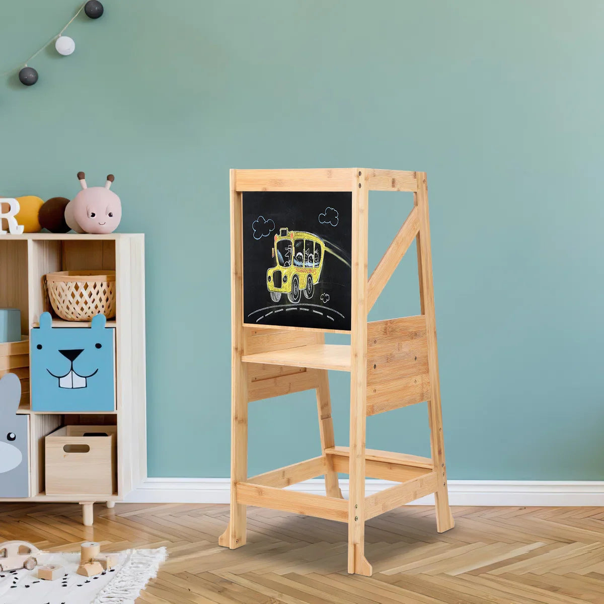 Leertoren Montessori - Learning Tower - Opstapje - keukentoren - keukenhulp - Natuurlijke leertoren Montessori - Antislip - Kindertrap - Leertoren peuters - Leertoren - Stabiel