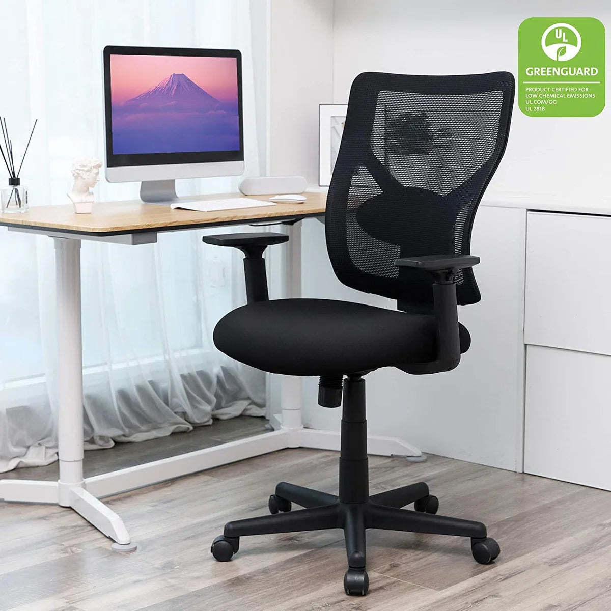 Acaza Office Chair for Adults - Office Chair with Wheels - Ergonomic Gaming Chair - Adjustable Armrests and Backrests - Black