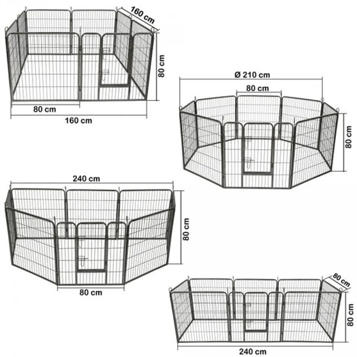 Premium Puppyren - 80 cm Hoog - 640 cm Omtrek - Hondenren - Hondenhok - Grijs Hamerslag
