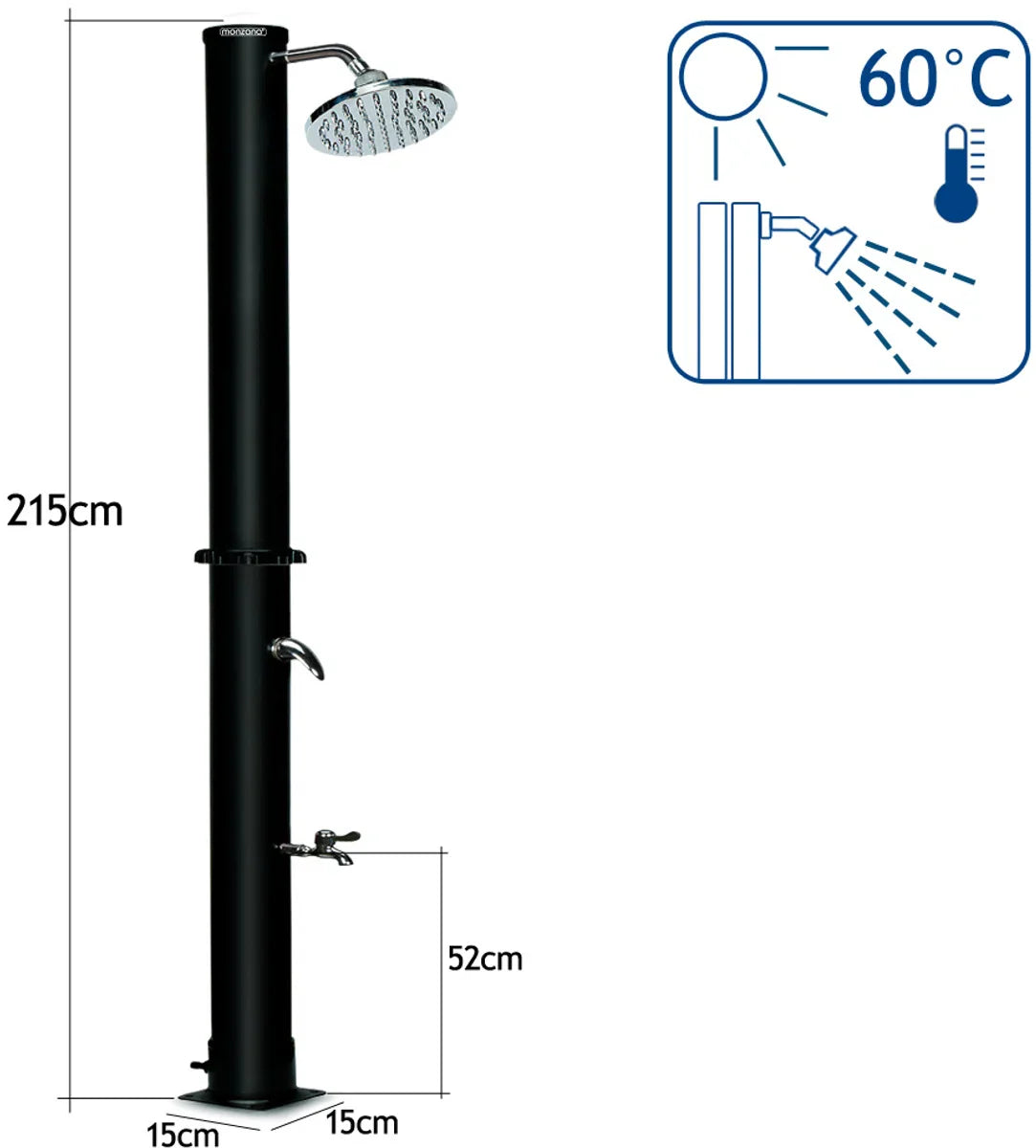 Monzana Buitendouche/ tuindouche - warm water uit zonne-energie 215cm